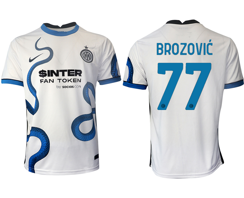 Men 2021-2022 Club Inter Milan away aaa version white #77 Soccer Jersey->inter milan jersey->Soccer Club Jersey